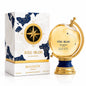 Noor Fragrances Maison Asrar Dubai Milano perfume in a globe-shaped bottle with gold accents and matching gift box.