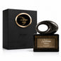 Noor Fragrances Maison Asrar Hikaya Eau de Parfum in a black bottle with a unique sculptural cap and matching gift box.
