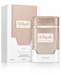 Noor Fragrances KHADLAJ Shiyaaka White Eau de Parfum bottle and box with rose-gold textured detailing