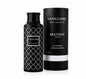 Noor Fragrances Vanguard Royal Collection Eau de Parfum in a black bottle with silver geometric patterns and box.